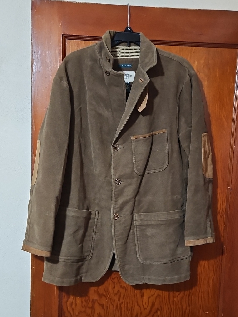National Geographic Society Men's Green Italian Cotton Jacket Size Large